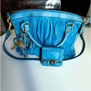 Y2K Juicy Couture blue leather purse set